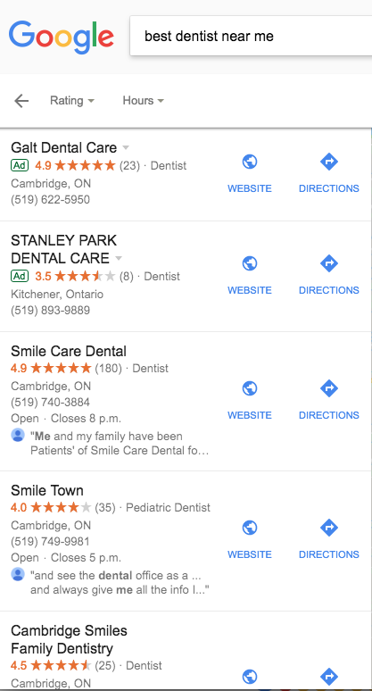 best dentist near me: filtered results 4.5+