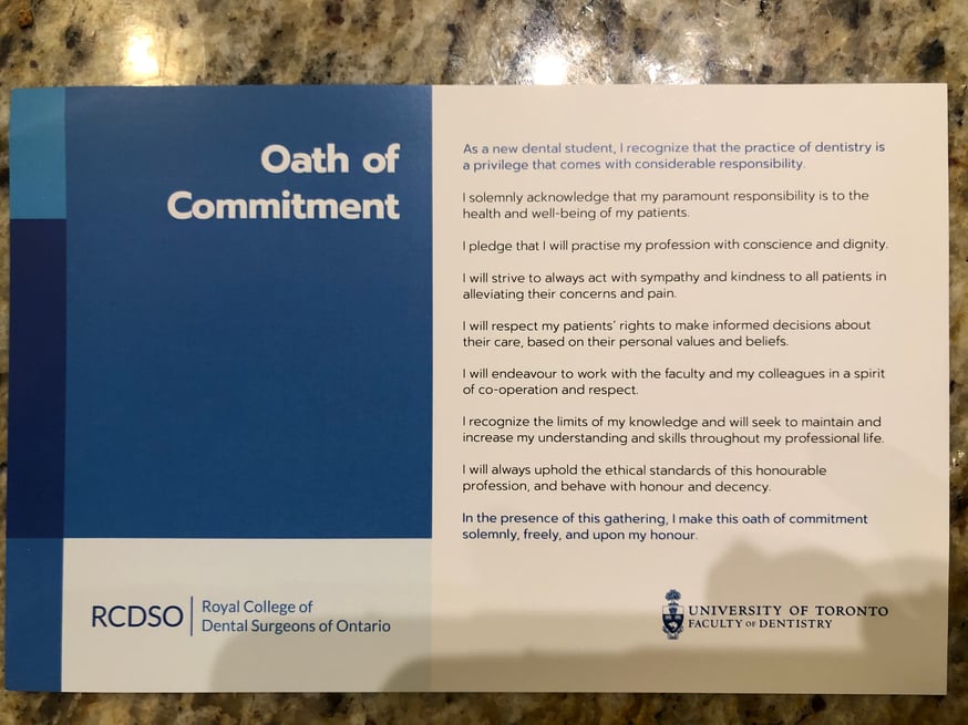 Oath Of Commitment University of Toronto Dentistry