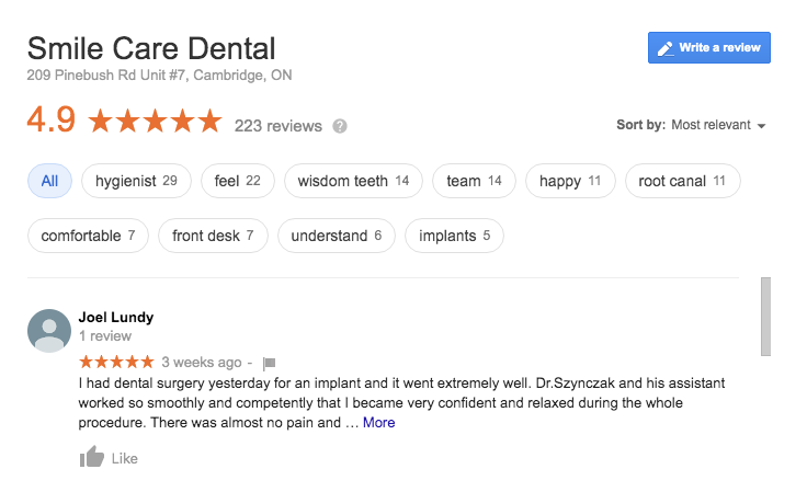 Best Dentist Google Reviews