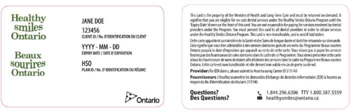 Healthy Smiles Ontario card